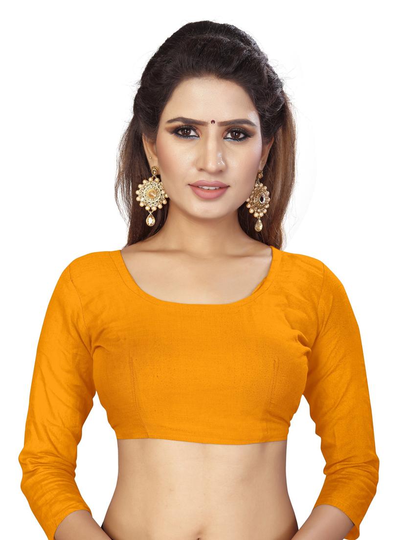 yellow self design solid saree with blouse - 19261246 - Standard Image - 2