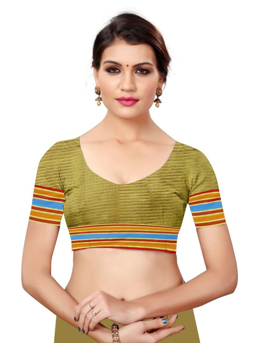 contrast bordered woven saree with blouse - 19262009 - Standard Image - 2