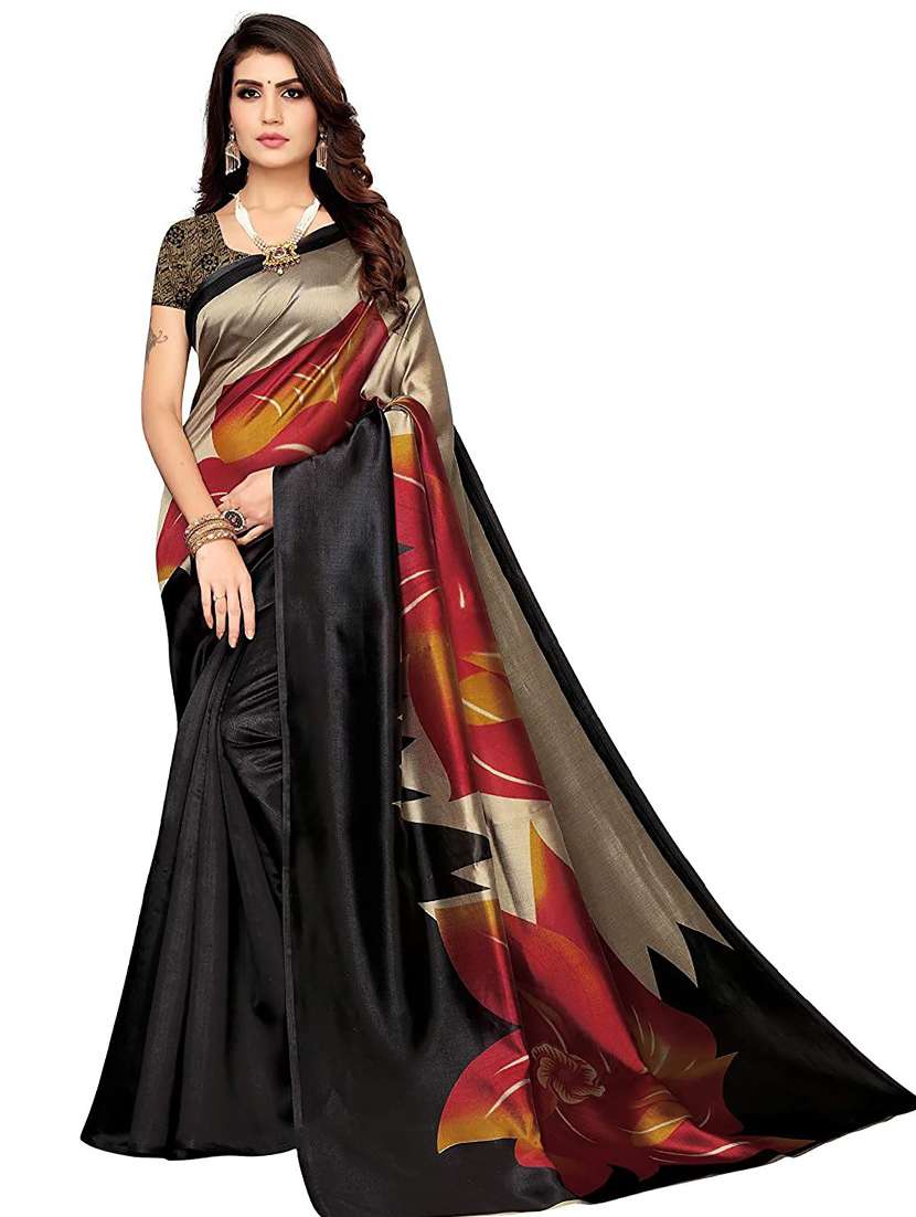 women's printed multi colored saree with blouse