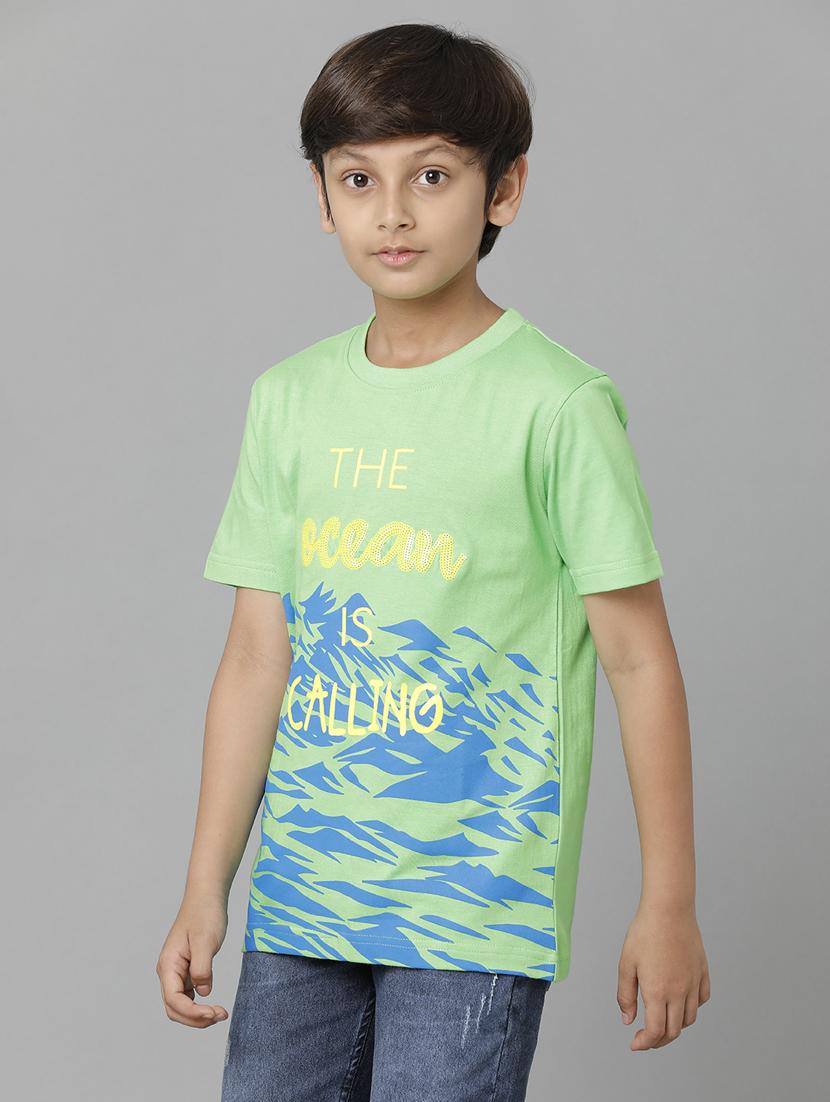 green printed casual t-shirt - 19263386 - Standard Image - 2