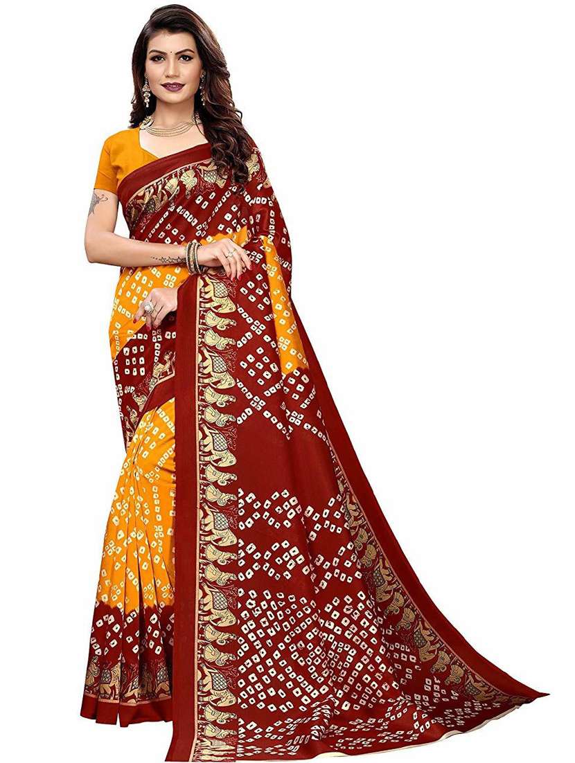 multi colored bandhani print saree with blouse