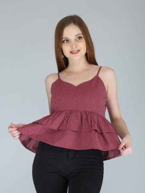 women's peplum shoulder strap top - 19264815 -  Standard Image - 0