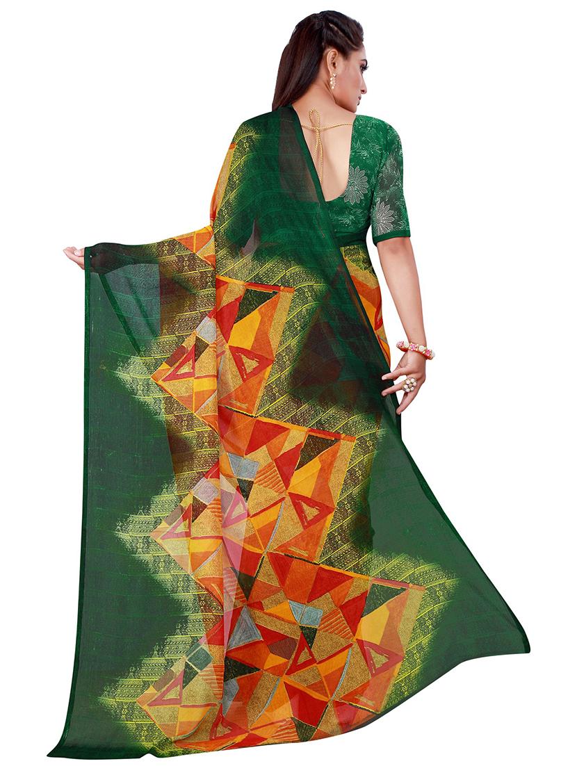 self design printed saree with blouse - 19264848 - Standard Image - 2