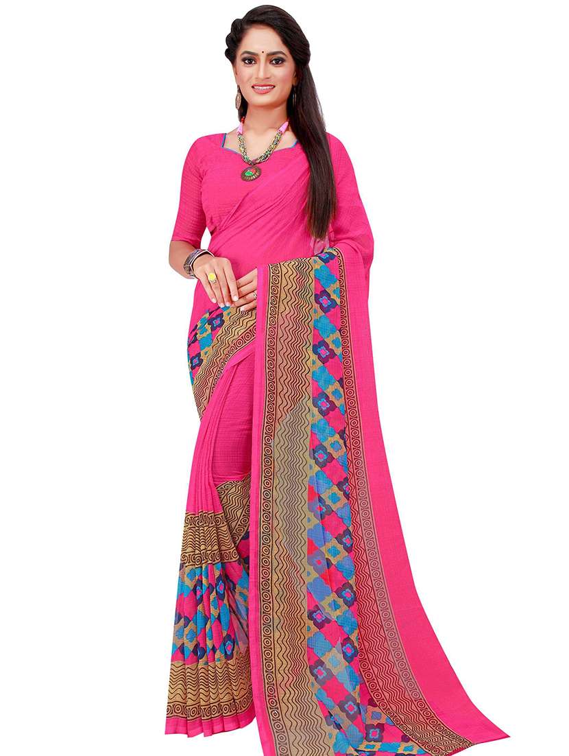 self design printed saree with blouse - 19264850 -  Zoom Image - 0