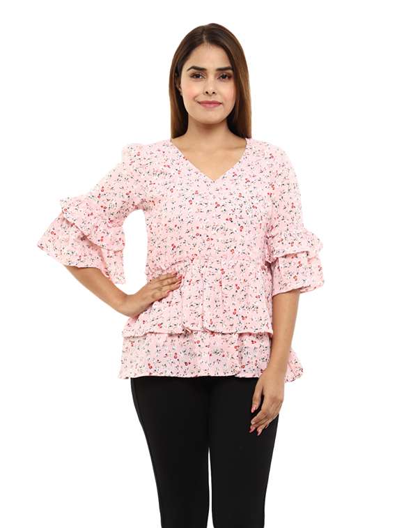 women's layered v neck top