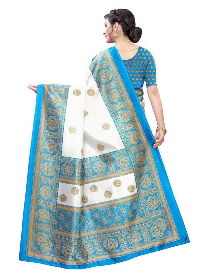 women's self design white colored saree with blouse - 19280176 -  Standard Image - 2