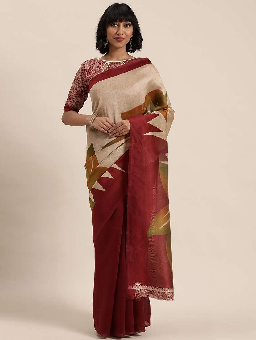 women's floral multi colored saree with blouse