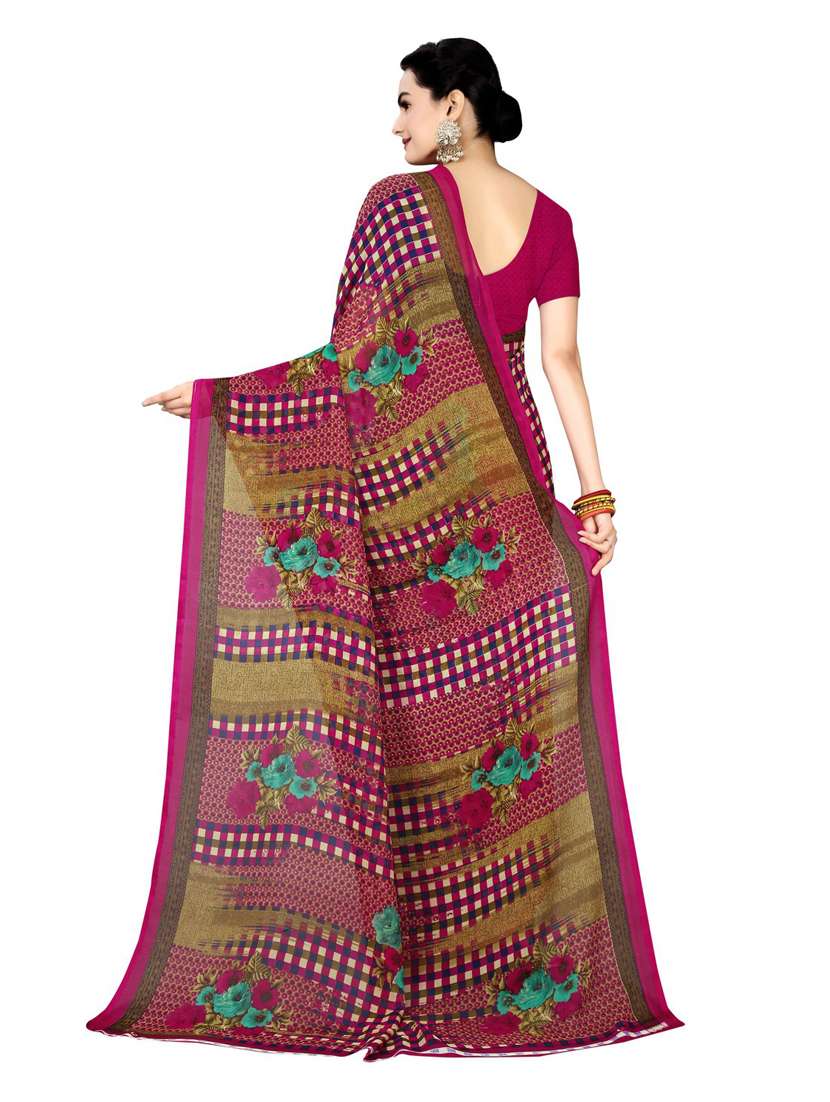 women's printed pink colored saree with blouse - 19282239 - Standard Image - 2