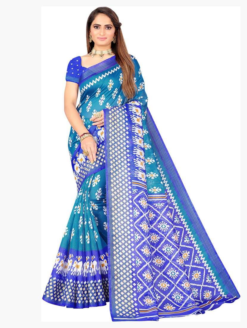 women's self design blue colored saree with blouse - 19283548 - Zoom Image - 0