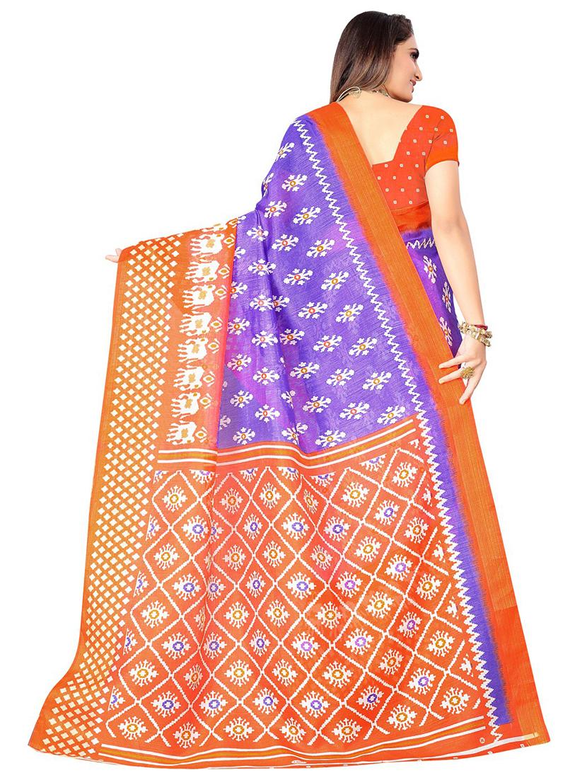 purple printed bollywood saree with blouse - 19283620 - Standard Image - 2