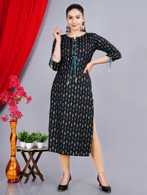 printed straight kurta - 19283854 -  Standard Image - 0