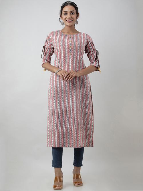 printed straight kurta - 19283857 -  Standard Image - 0