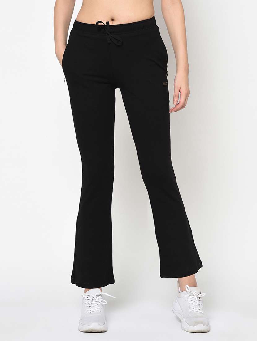 black solid track pant