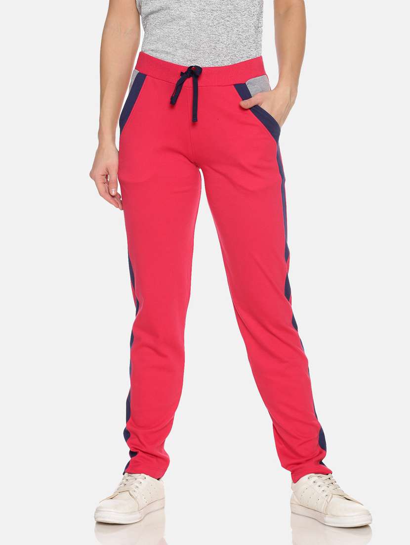 Pink Cotton Blend Track Pant