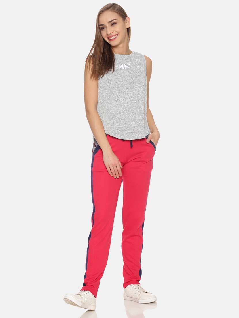 Pink Cotton Blend Track Pant