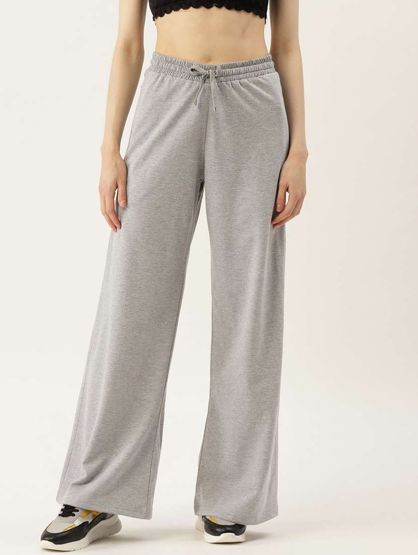 grey cotton blend track pants