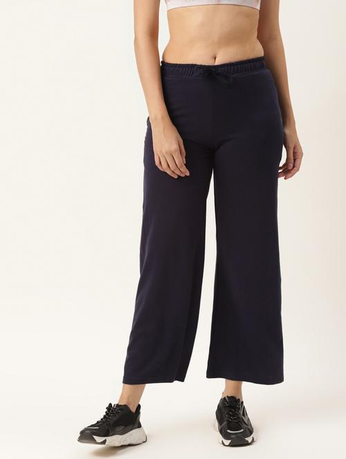 navy blue cotton blend track pant - 19285147 - Standard Image - 0