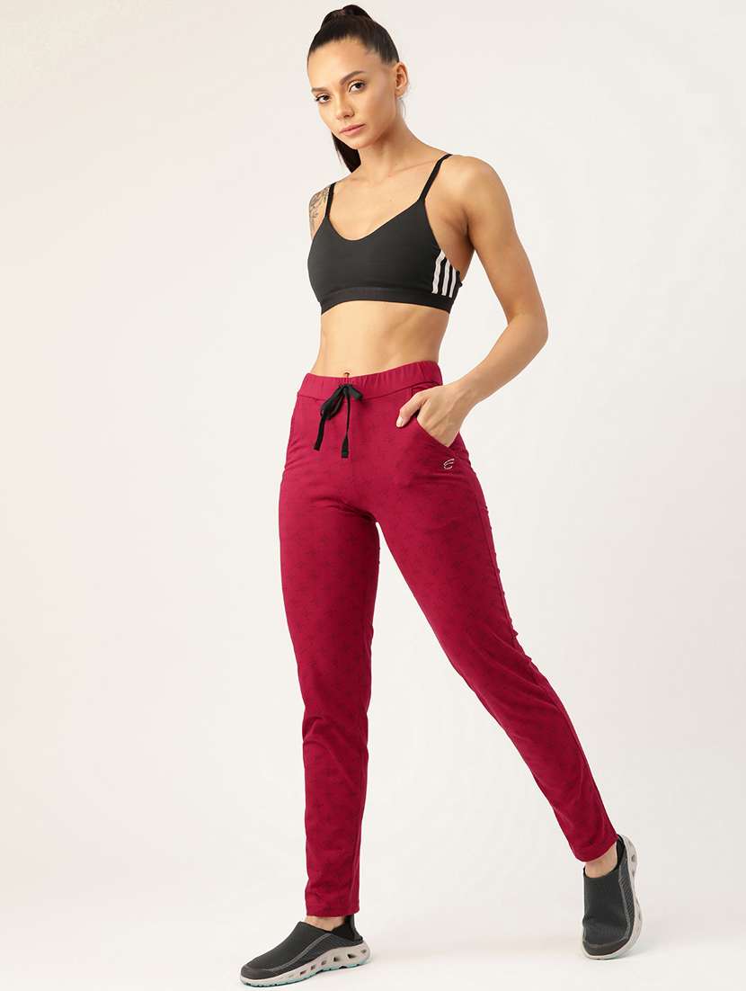 mid rise printed track pant - 19285162 - Standard Image - 2