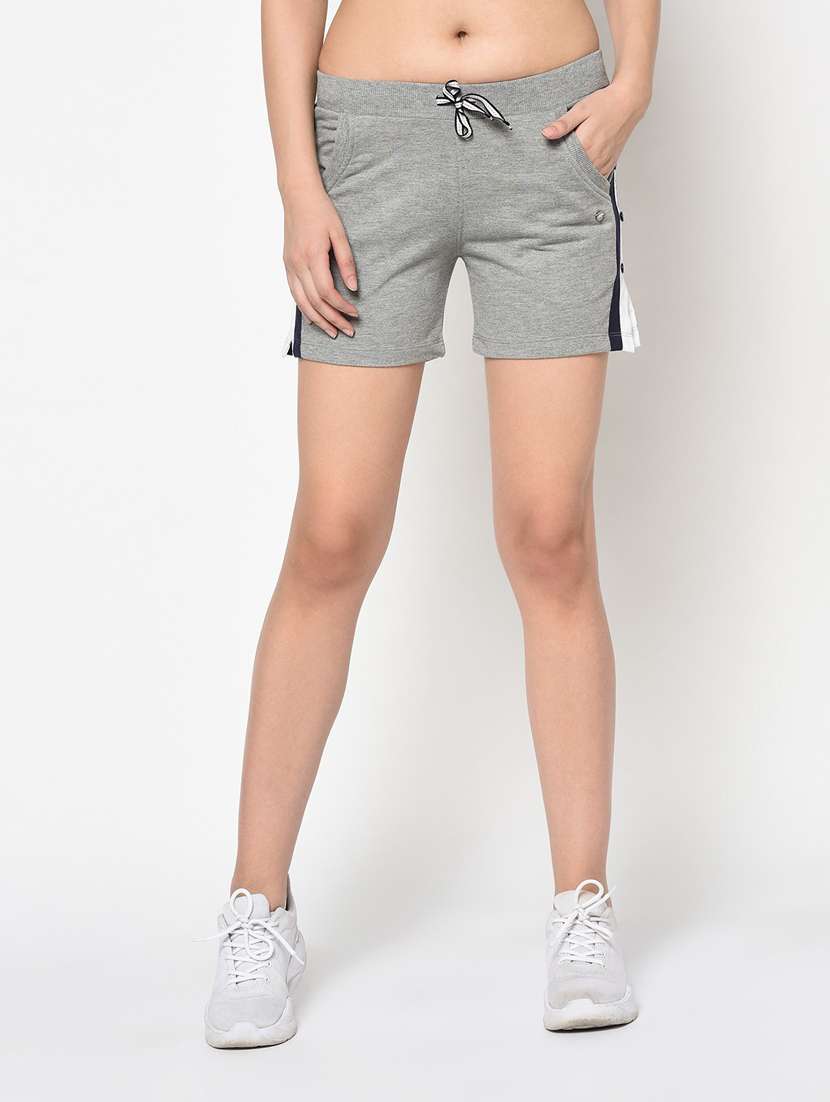 grey cotton blend regular shorts