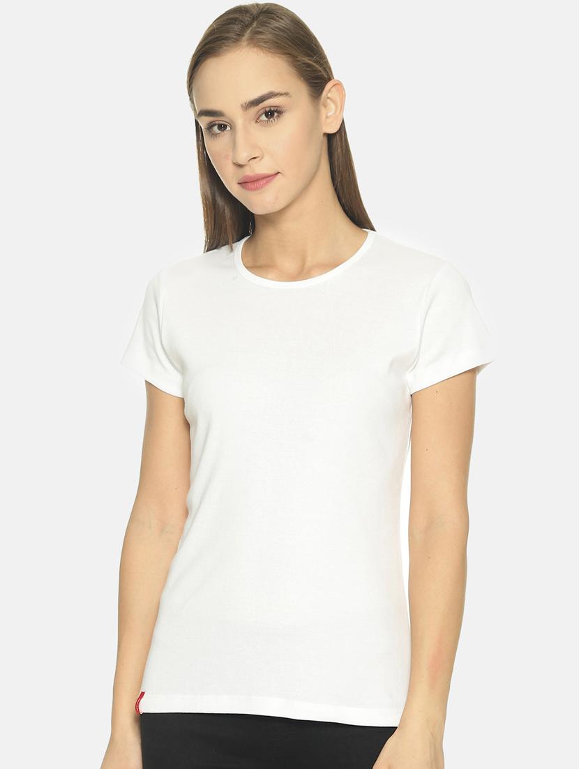 white cotton blend regular tshirt