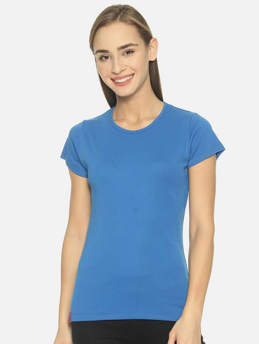 blue cotton blend regular tshirt