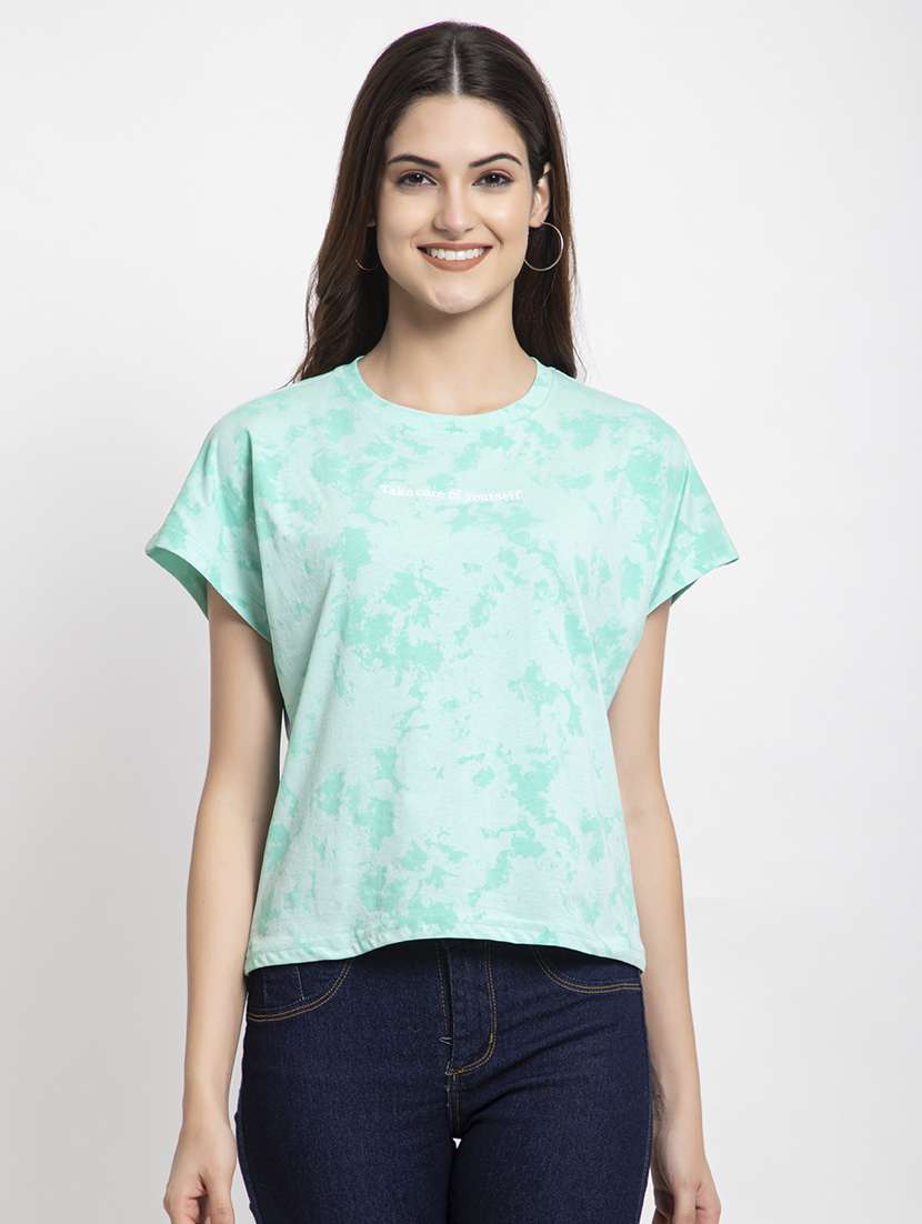 green cotton blend regular tshirt
