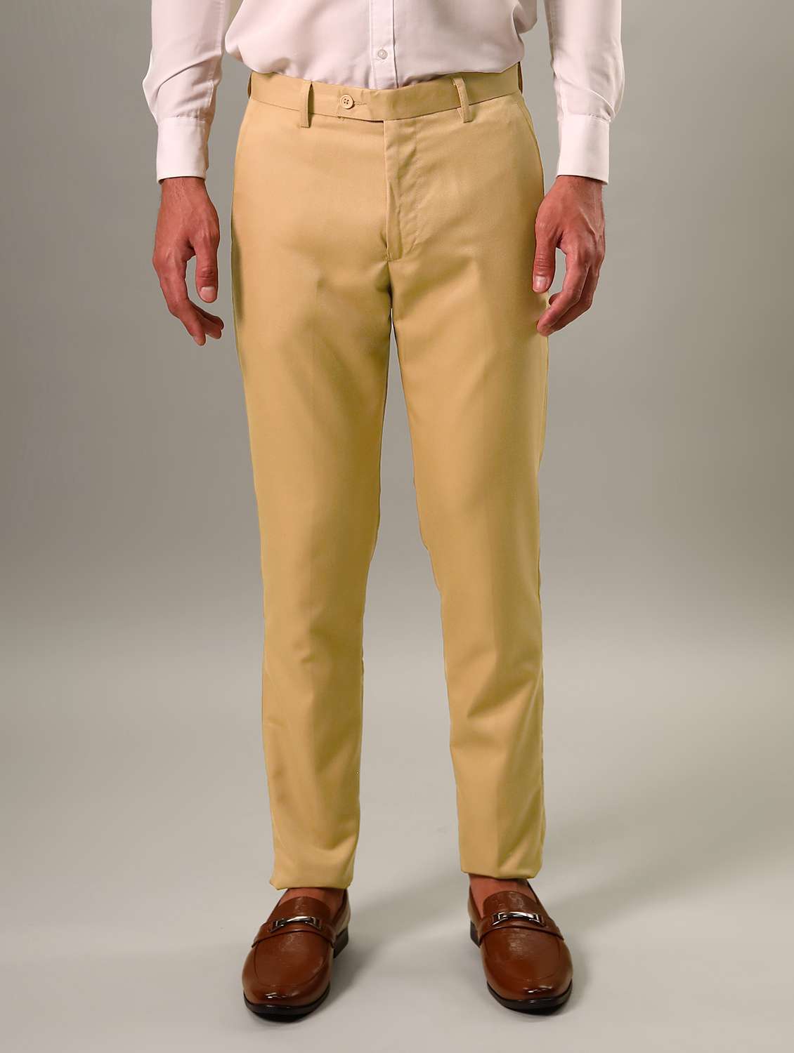 mancrew regular fit khaki formal pants for men