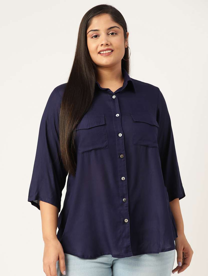 navy blue solid shirt - 19286298 - Zoom Image - 0