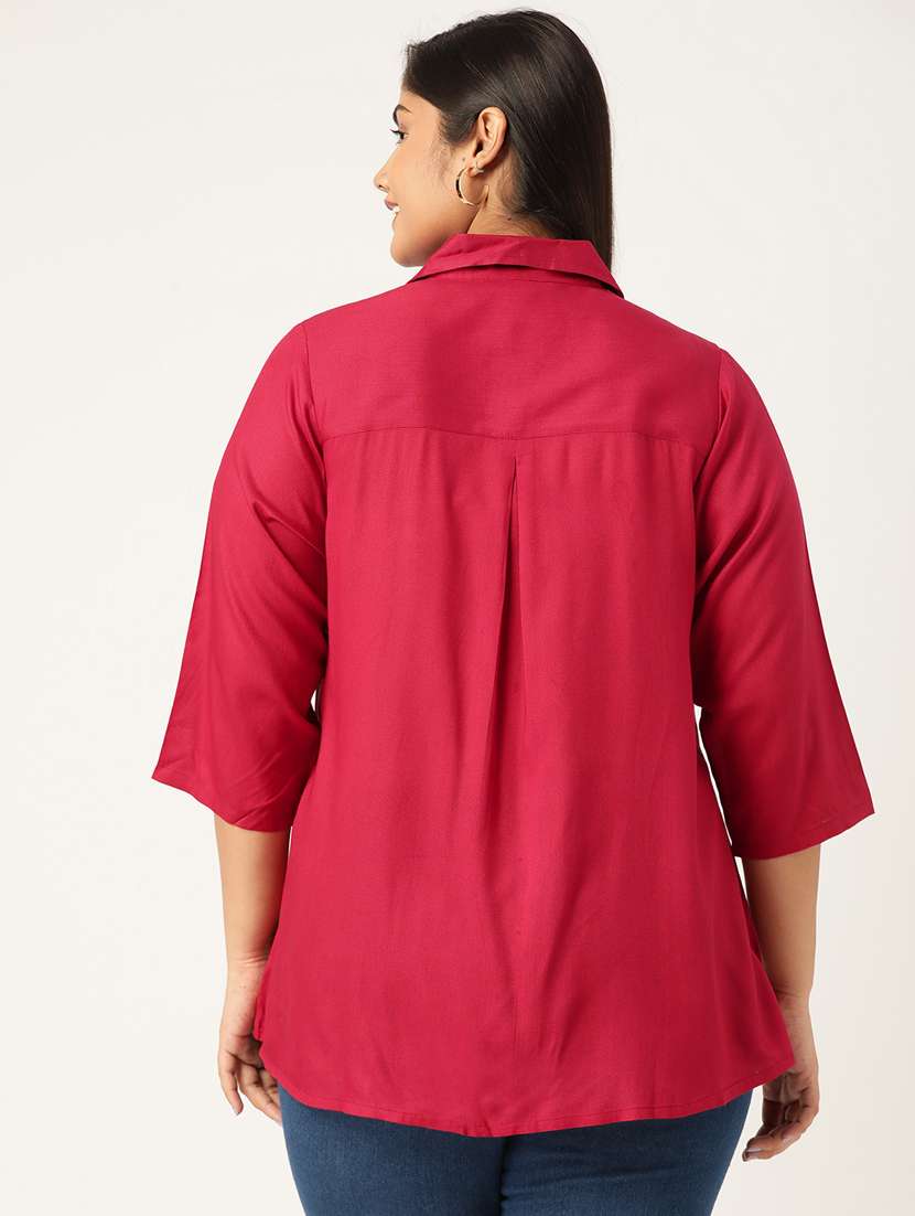 maroon solid shirt - 19286299 - Standard Image - 2
