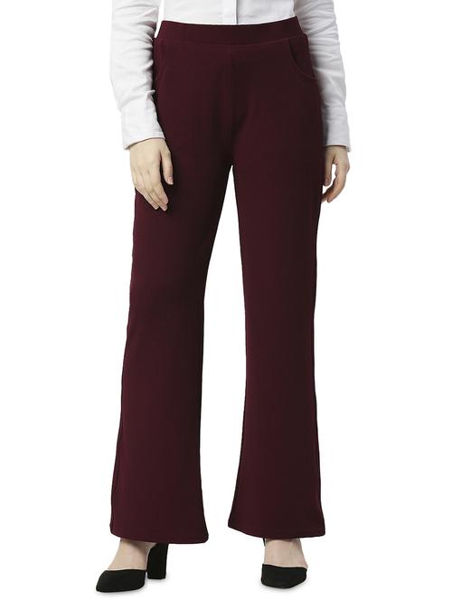 red solid flat front trousers - 19286511 -  Standard Image - 0