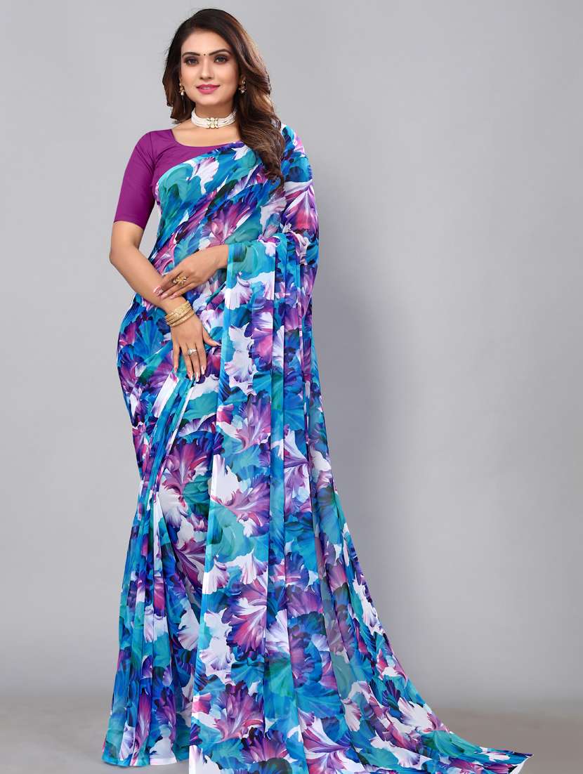 women's floral multi colored saree with blouse