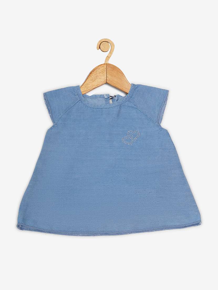 girls round neck cap sleeve frock