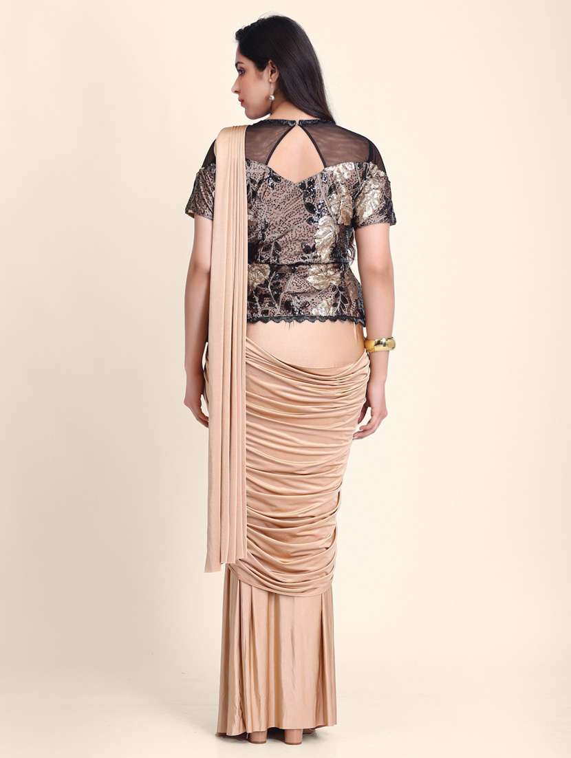 women's solid beige colored saree - 19294144 -  Standard Image - 2