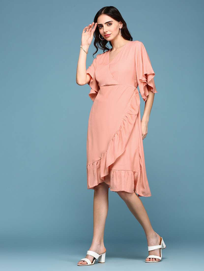 women's ruffle solid dress - 19294540 -  Standard Image - 2
