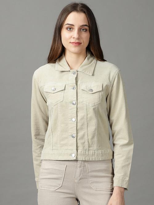 women green solid jacket - 19294554 - Standard Image - 0