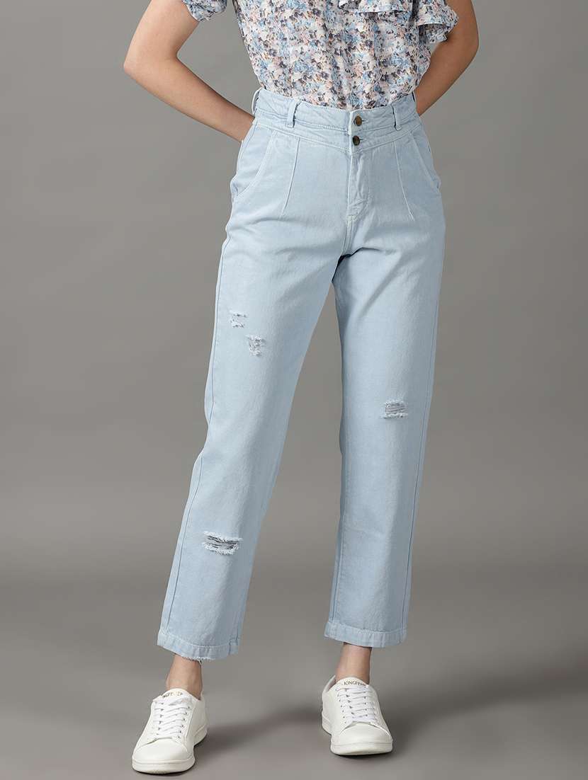 blue high rise denim jeans