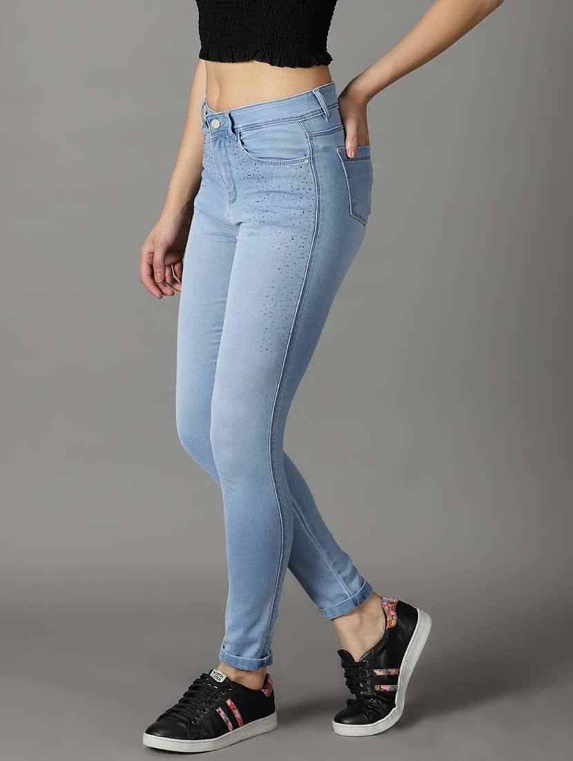 women's plain slim fit jeans - 19294745 - Standard Image - 2
