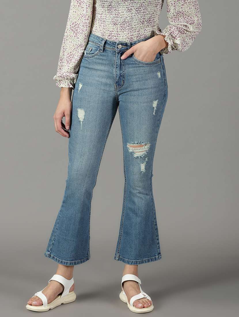 women's distress bootcut jeans