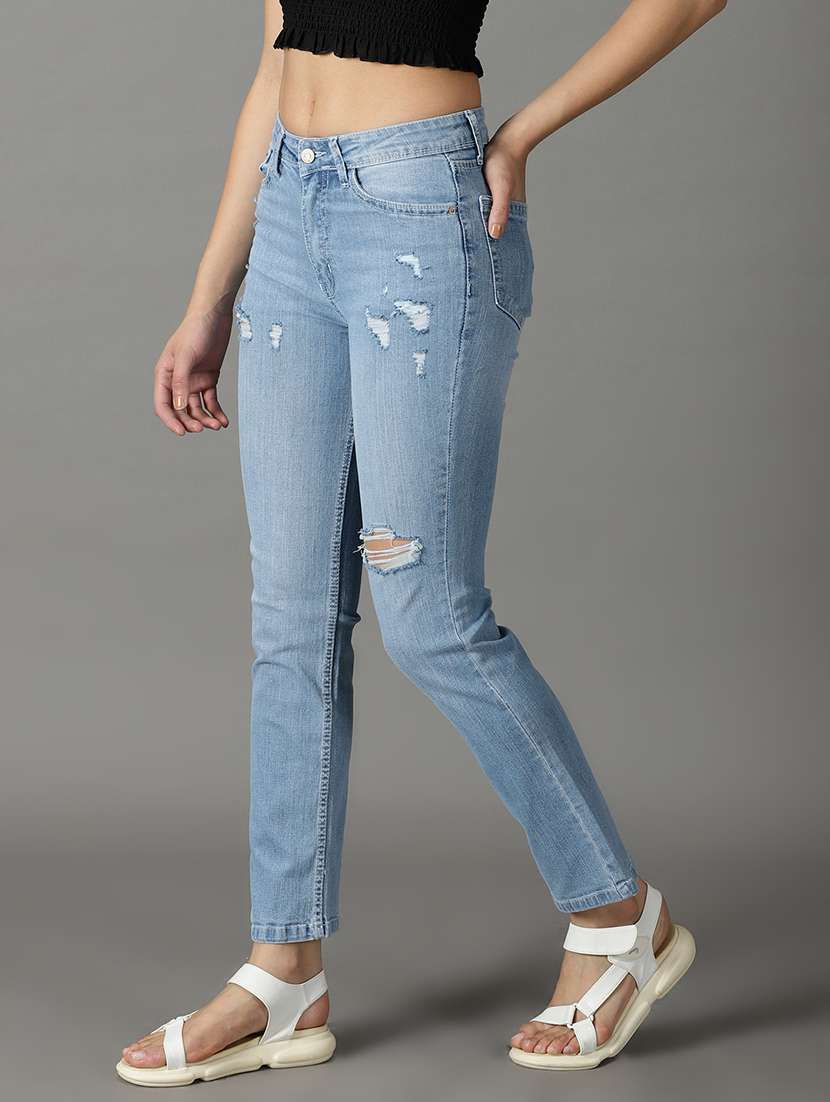 women's distress bootcut jeans - 19294794 - Standard Image - 2