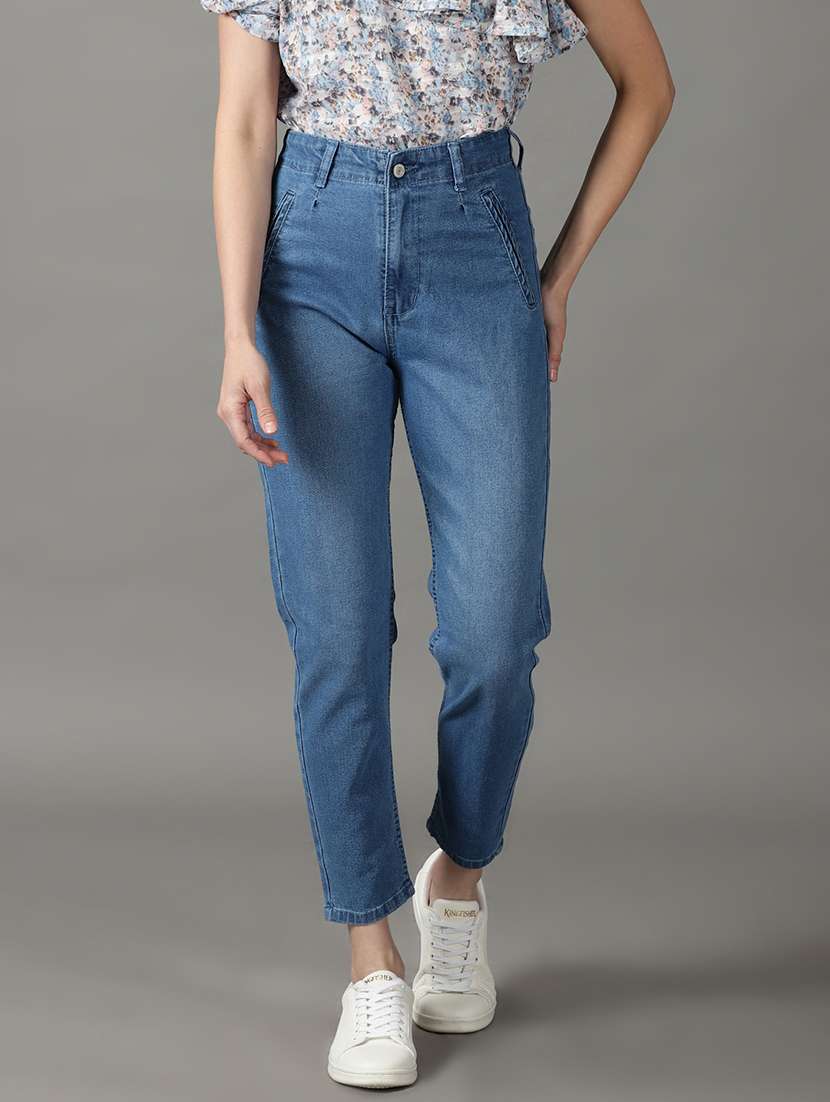 women's plain mom fit jeans