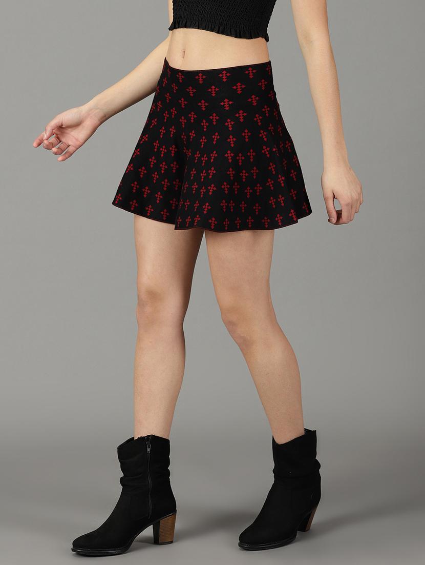 black printed flared skirt - 19294830 - Standard Image - 2