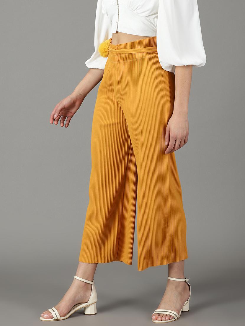 yellow solid trouser - 19295317 - Standard Image - 2