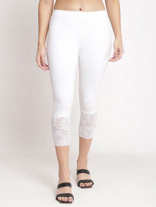 white solid leggings capri - 19295513 -  Standard Image - 0