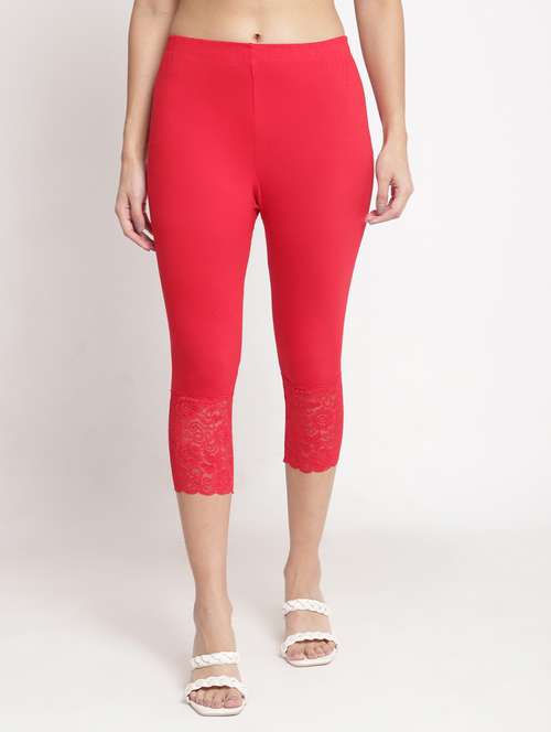 red solid leggings capri - 19295514 -  Standard Image - 0