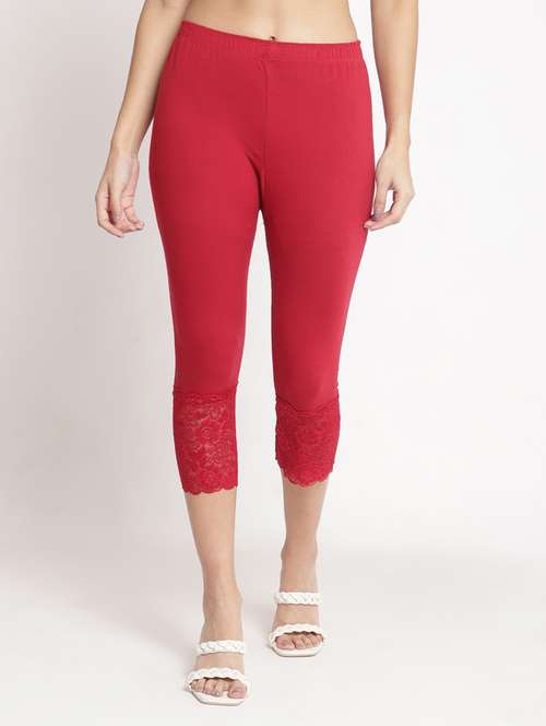red solid leggings capri - 19295518 - Standard Image - 0