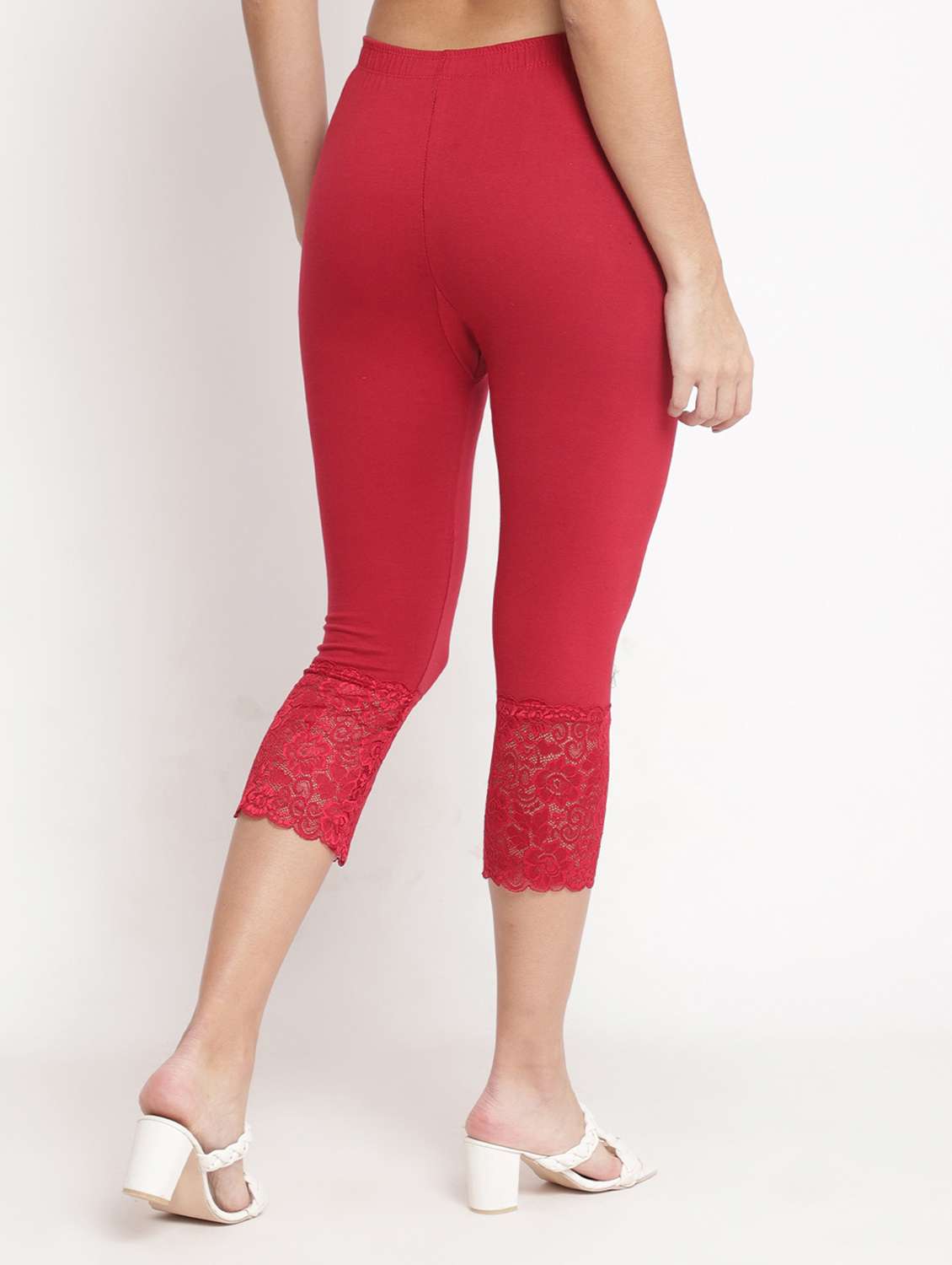 red solid leggings capri - 19295518 - Standard Image - 2