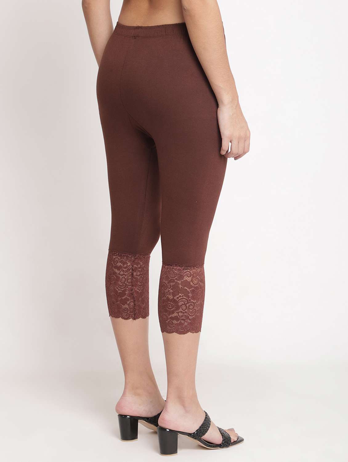 brown solid leggings capri - 19295520 - Standard Image - 2