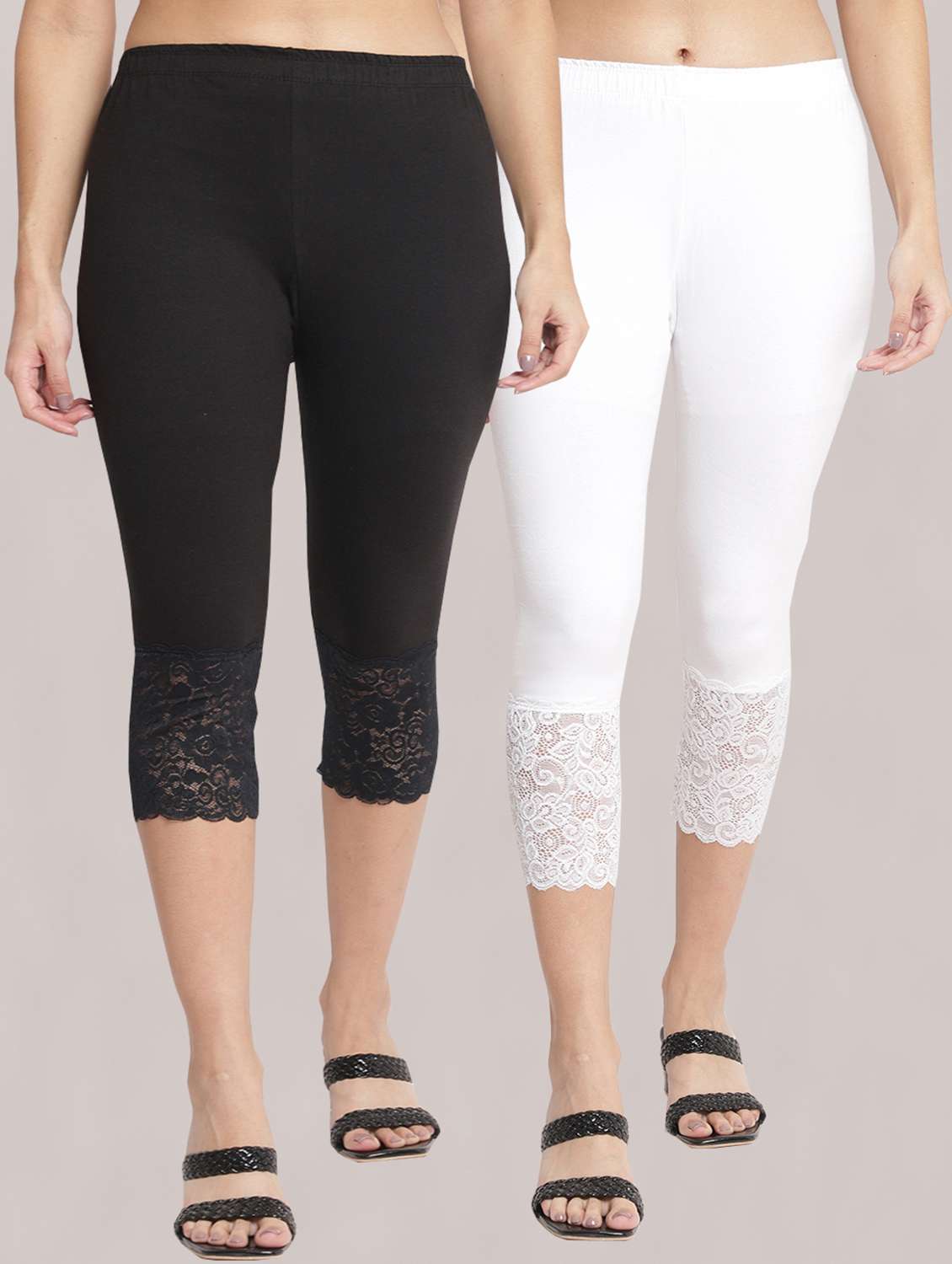 pack of 2 solid leggings capri