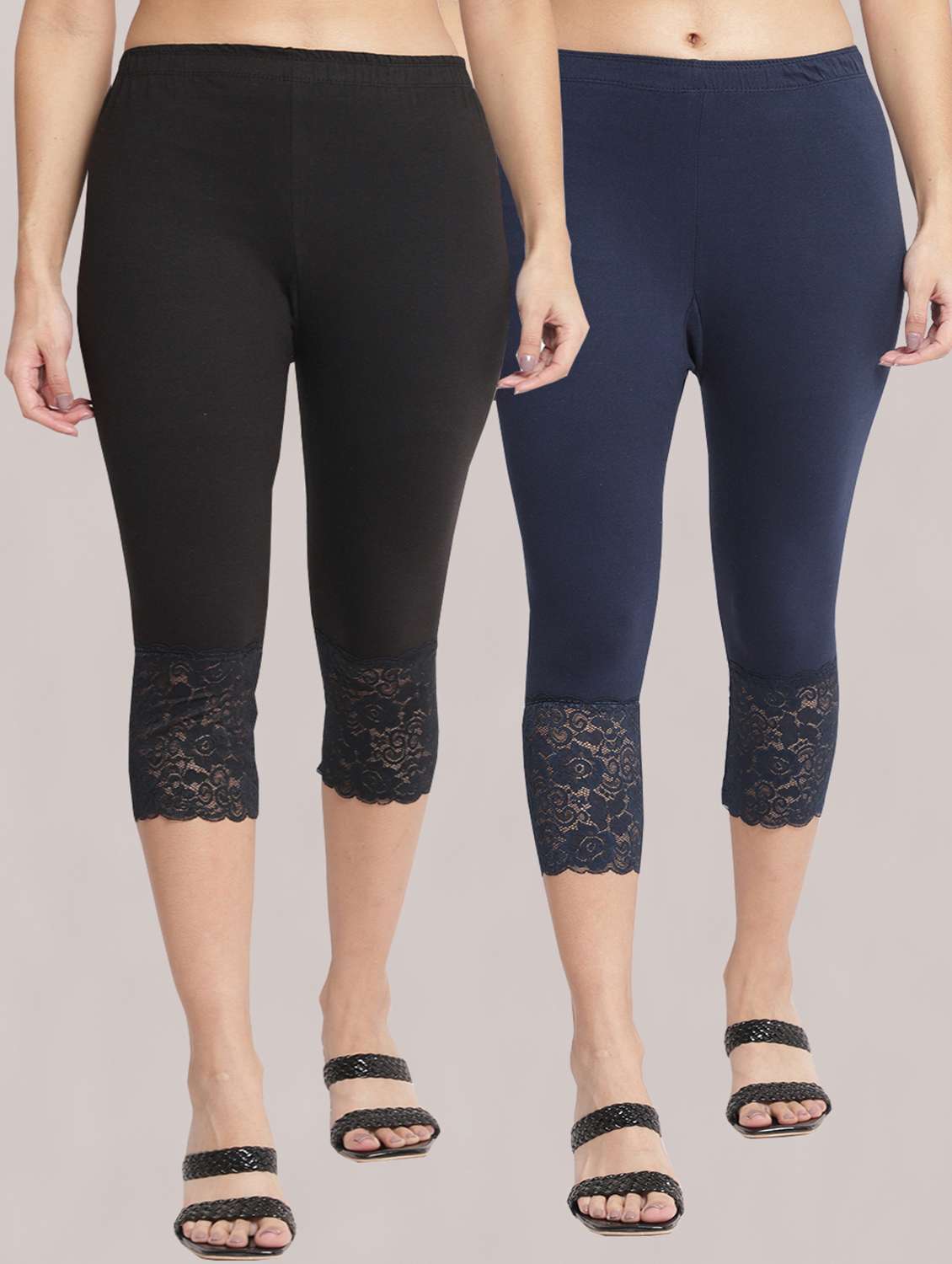pack of 2 solid leggings capri