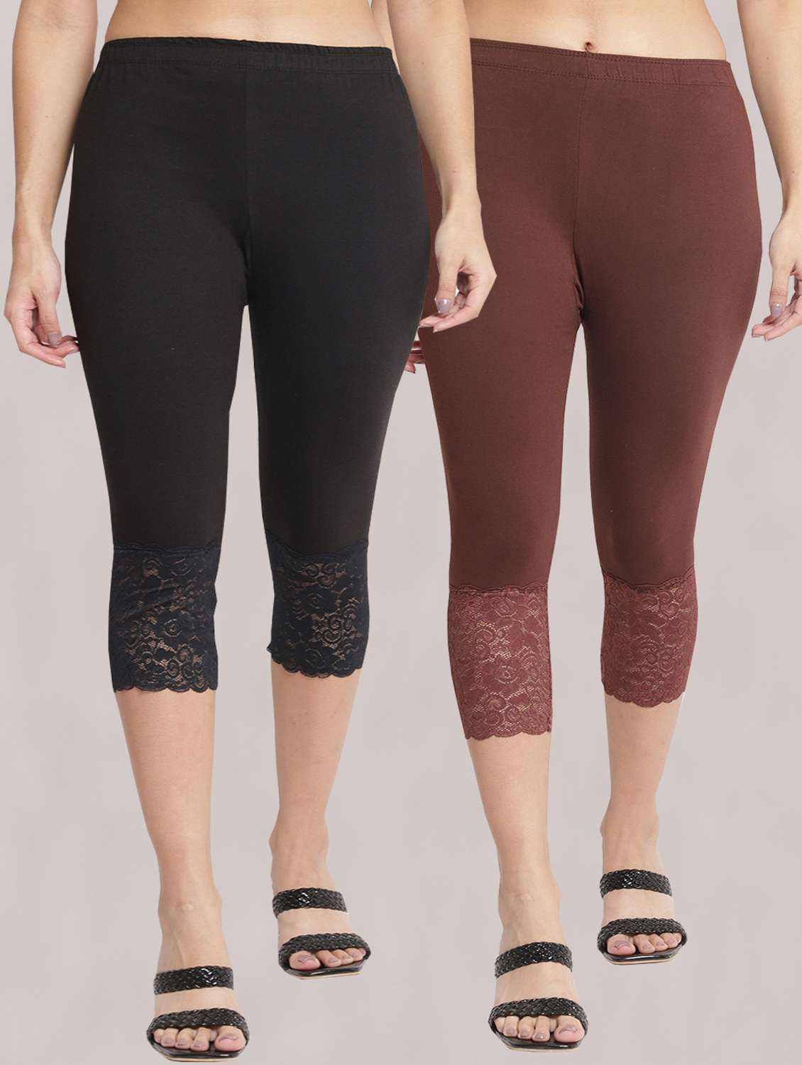 pack of 2 solid leggings capri